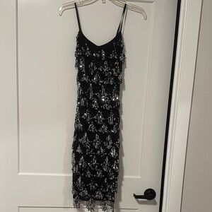 Chic Black Sequin Midi Dress